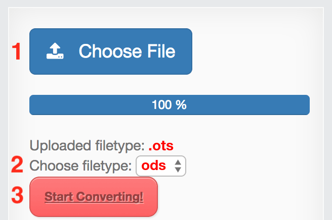 How to convert OTS files online to ODS